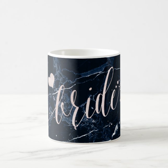 PixDezines Blush Brudtärna Modern Skrift Navy Marm Kaffemugg (Center)