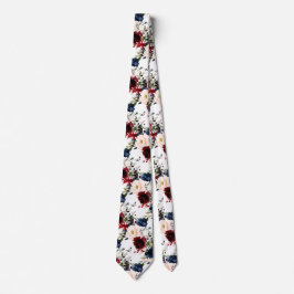 PixDezines Blush Burgunderblå Akvarellblommor Slips