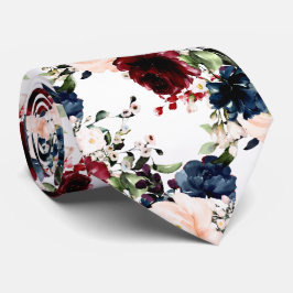 PixDezines Blush Burgunderblå Akvarellblommor Slips