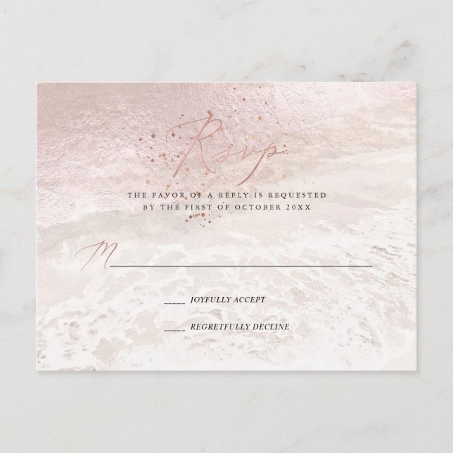 PixDezines Blush Coastal Calligraphy RSVP Inbjudan Vykort (Framsida)