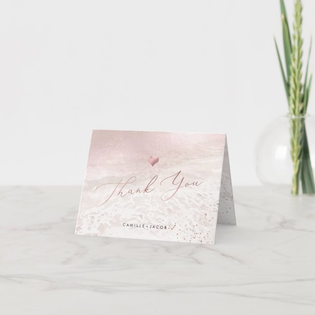 PixDezines Blush Coastal Wedding Tackkort (Framsida)