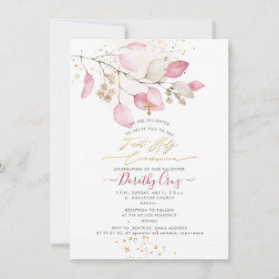 PixDezines Blush Gum Eucalyptus Första Nattvarden Inbjudningar