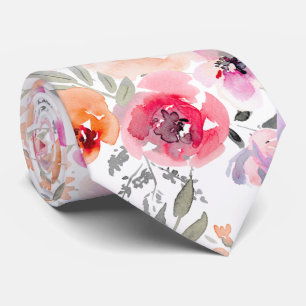 PixDezines Blush Röda Akvarell Sommarblommor Slips