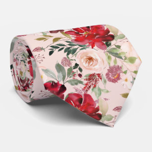 PixDezines Blush Röda Akvarellblommor DIY-färg Slips