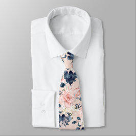 PixDezines Blush Rosa Isblå Akvarell Blommor Slips