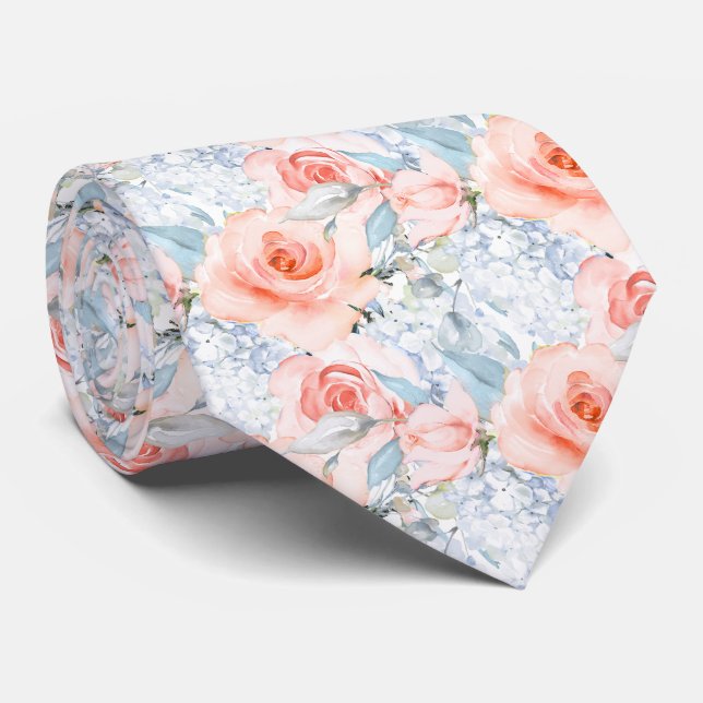 PixDezines Blush Rosor Isblå Hydrangeas  Slips (Rullad)