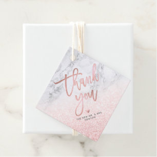 PixDezines Blush Snow Bokeh+Marmer Tack Gåvor Etiketter