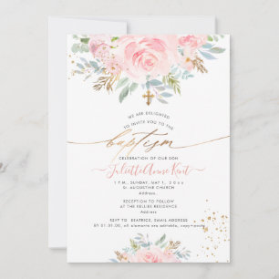 PixDezines Blush Watercolor Rosor Dop Inbjudningar
