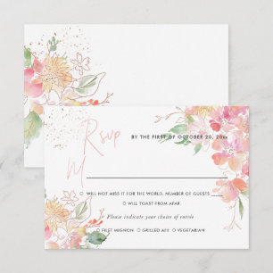 PixDezines Blushing Romance Blommig RSVP med målti Inbjudningar