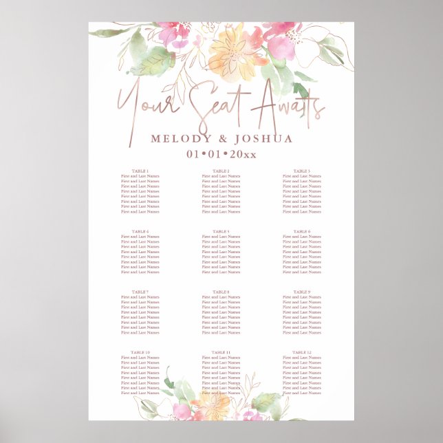 PixDezines Blushing Romantik Flowers, Sittplatser Poster (Framsidan)