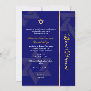 PixDezines Bnai Mitzvah/mörk blått/guld/diy färg Inbjudningar