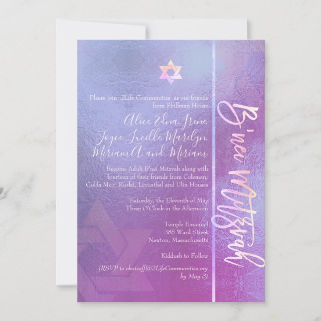 PixDezines B'Nei Mitzvah, Blue Ombre Inbjudningar (Framsida)
