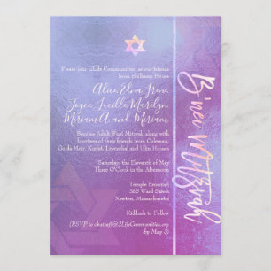 PixDezines B'Nei Mitzvah, Blue Ombre Inbjudningar