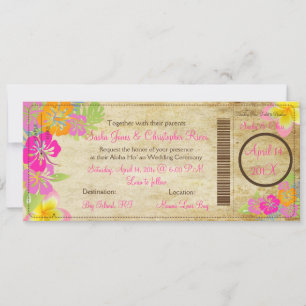 PixDezines Boarding Pass Hibiscus Leis Inbjudningar