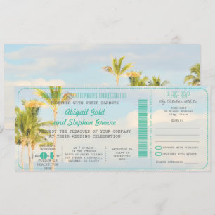PixDezines Boarding Pass+Vintage Bröllop vid stran Inbjudningar