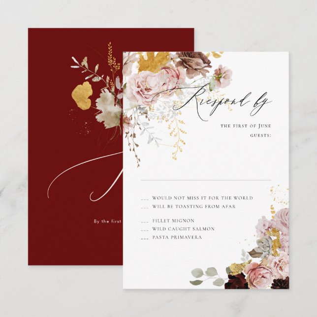 PixDezines Boho Autumn Flowers  Burgundy OSA (Fram/baksida)