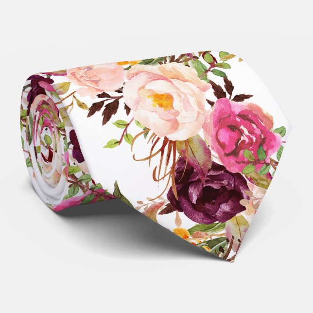 PixDezines Boho Blush Burgunder Vattenfärg Blommor Slips (Rullad)