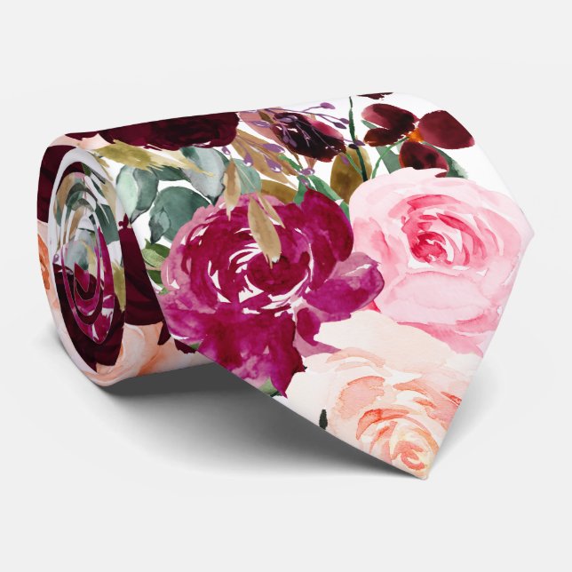 PixDezines Boho Blush Burgunder Vattenfärg Blommor Slips (Rullad)