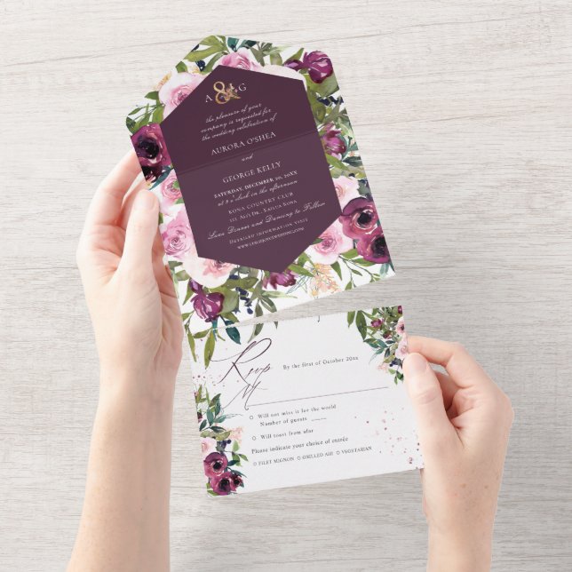 PixDezines Boho Burgundy Rosa Peonies (Avrivbar del)