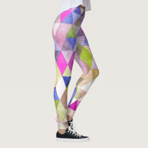 PixDezines Boho Watercolor Geometric/Triangles Leggings