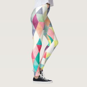 PixDezines Boho Watercolor Geometric/Triangles Leggings