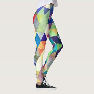 PixDezines Boho Watercolor Geometric/Triangles Leggings
