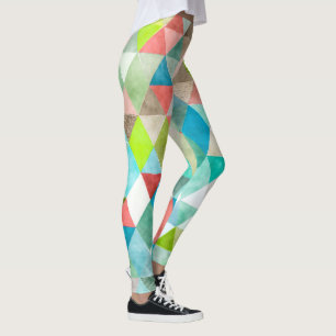 PixDezines Boho Watercolor Geometrisk/Trianglar Leggings