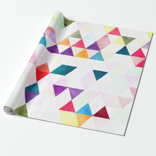 PixDezines Boho Watercolor Trianglar/Geometrisk Presentpapper (Utrullad)