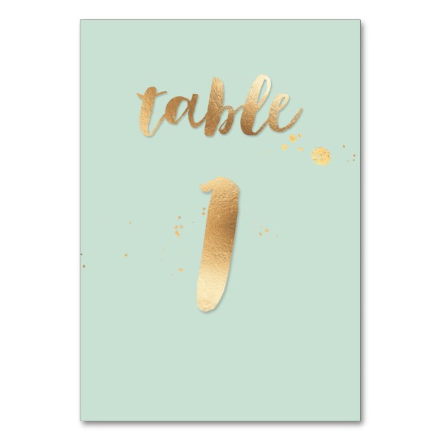 PixDezines bord 1/guld pensel/DIY färg/mintgrön Bordsnummer (Framsidan)