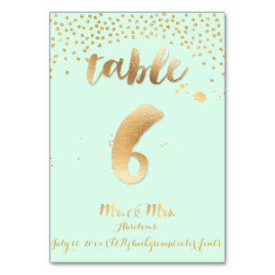 PixDezines bord 6/guld sprinkles/DIY färg/mynt Bordsnummer