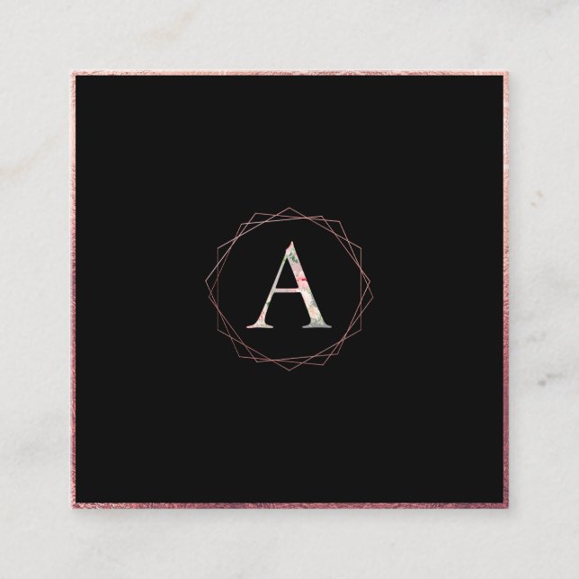 PixDezines BOTANICAL MONOGRAM/FAUX RO GULD Fyrkantigt Visitkort (Framsida)