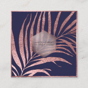 PixDezines Botanical Ro Guld Handflatan fronds Fyrkantigt Visitkort