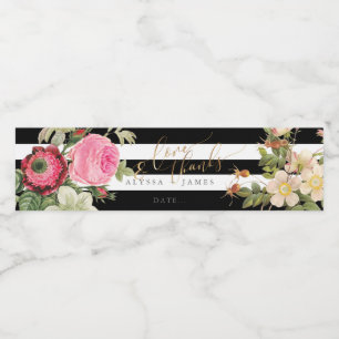 PixDezines Botanical Vintage Ro Clementi Anemone Vattenflaskor Etikett