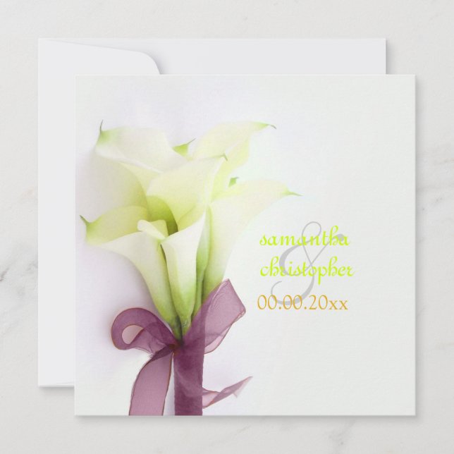 PixDezines bouquet, vita calla lilies Inbjudningar (Framsida)