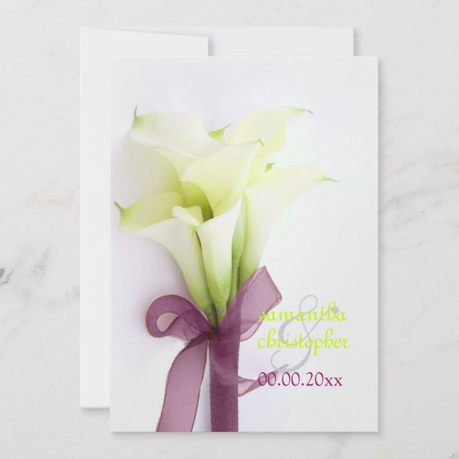 PixDezines bouquet, vita calla lilies Inbjudningar (Framsida)