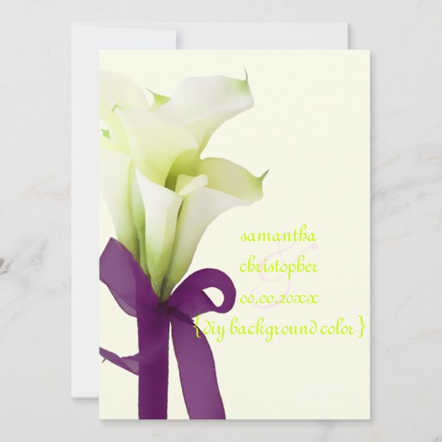 PixDezines bouquet, vita calla lilies Inbjudningar (Framsida)