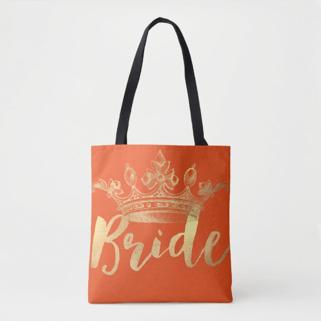 PixDezines Bride/Krona/Faux Guld/DIY Färg Tygkasse (Framsida)