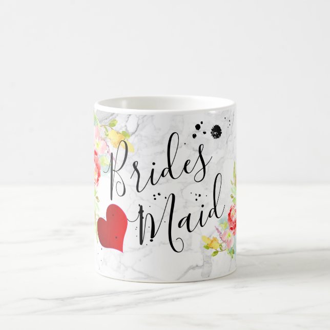 PixDezines Bridesmaid/Blommigt Watercolor Kaffemugg (Center)