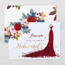PixDezines Bridesmaid/Blommigt/Watercolor/Red