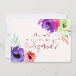 PixDezines Bridesmaid/Blommigt/Watercolor/Ro Inbjudningar