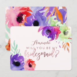 PixDezines Bridesmaid/Blommigt/Watercolor/Ro Inbjudningar