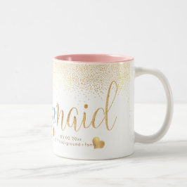 PixDezines Bridesmaid/Faux Guld Confetti Två-Tonad Mugg