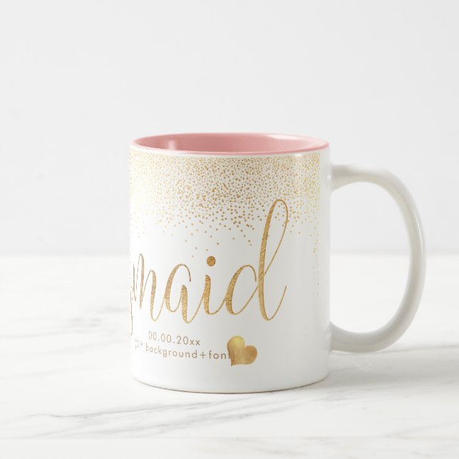 PixDezines Bridesmaid/Faux Guld Confetti Två-Tonad Mugg (Höger)