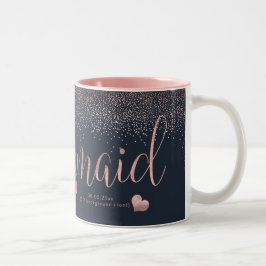 PixDezines Bridesmaid/Faux Ro Guld Confetti Två-Tonad Mugg