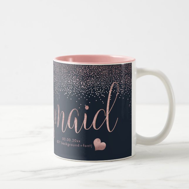 PixDezines Bridesmaid/Faux Ro Guld Confetti Två-Tonad Mugg (Höger)
