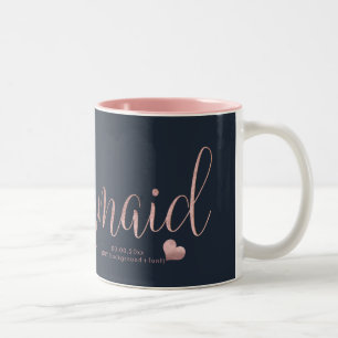 PixDezines Bridesmaid/Faux Ro Guld+Navy Blue Två-Tonad Mugg