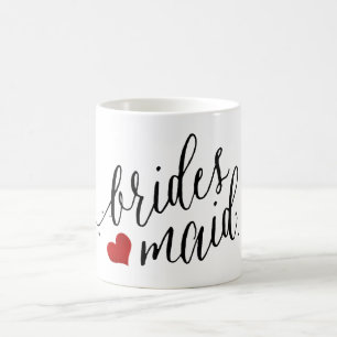 PixDezines Bridesmaid/Heart/Modern Script Kaffemugg