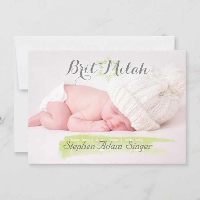 PixDezines brit milah/foto ram+stars/diy färg Inbjudningar (Framsida)