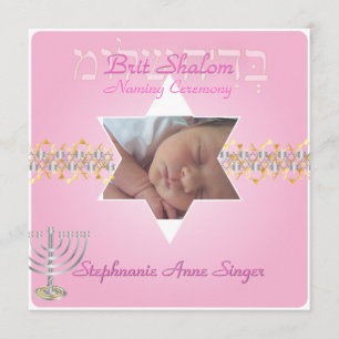 PixDezines brit shalom/foto ram+stjärnor Inbjudningar