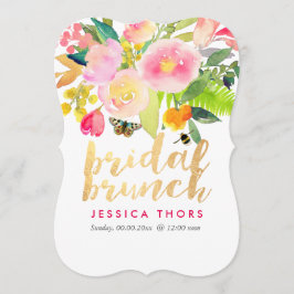 PixDezines Bröllopsbrunch Floral Akvarell Inbjudningar